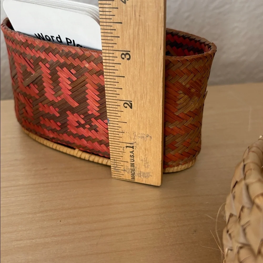 Vintage Handwoven African Mini Basket with Lid Set